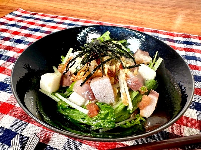 【食材：ブリ】ブリと長芋の和風サラダ　～梅ドレッシング和え～【動画】